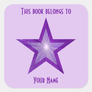 Purple Star bookplate sticker pale purple