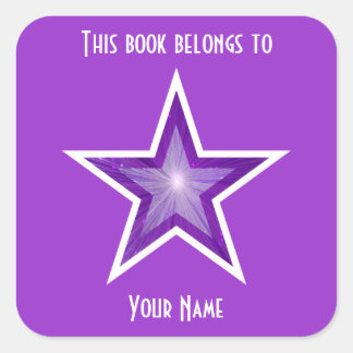 Purple Star bookplate sticker purple
