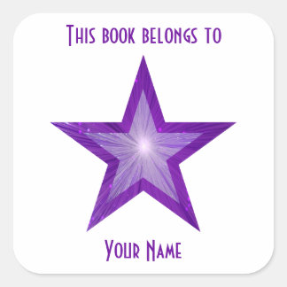 Purple Star bookplate sticker white