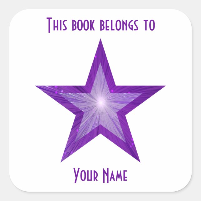 Purple Star bookplate sticker white (Front)