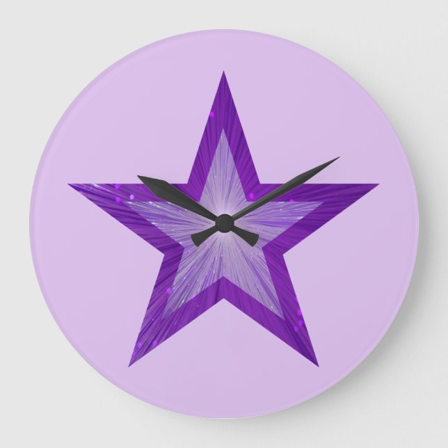 Purple Star clock round pale purple (Front)