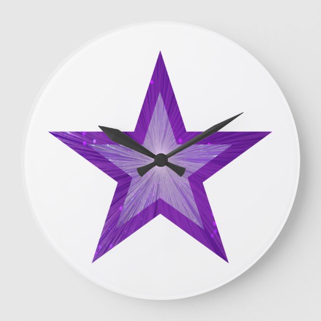 Purple Star clock round white (Front)