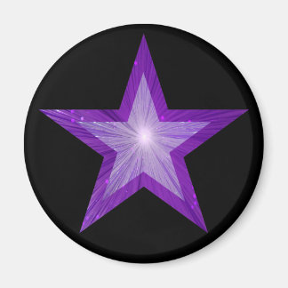 Purple Star fridge magnet round black
