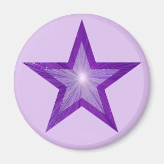 Purple Star fridge magnet round pale purple