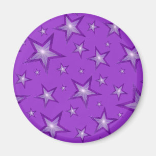 Purple Star fridge magnet round purple