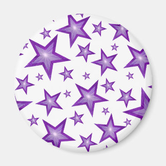 Purple Star fridge magnet round white