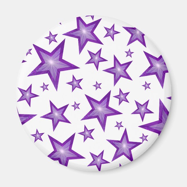 Purple Star fridge magnet round white (Front)