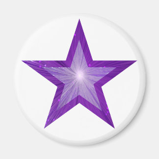 Purple Star fridge magnet round white
