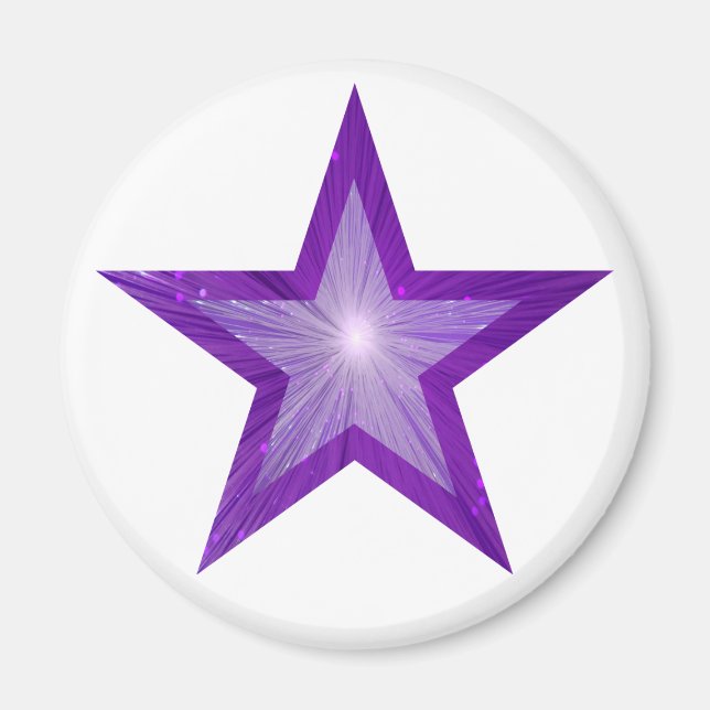 Purple Star fridge magnet round white (Front)