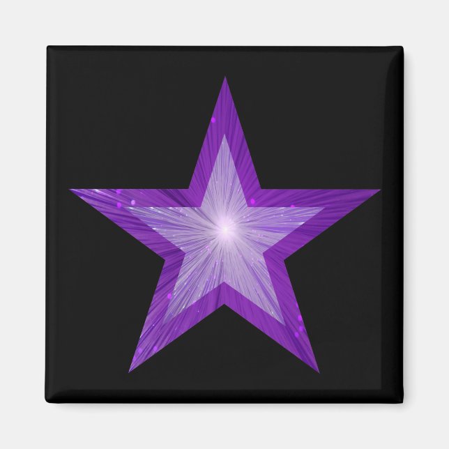 Purple Star fridge magnet square black (Front)