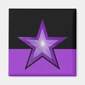 Purple Star fridge magnet square black purple