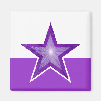 Purple Star fridge magnet square white purple