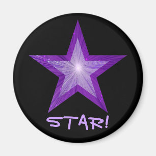 Purple Star fridge 'STAR!' magnet round black