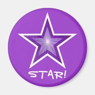 Purple Star fridge 'STAR!' magnet round purple