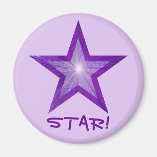 Purple Star fridge 'STAR!' round pale purple Magnet