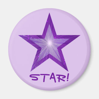 Purple Star fridge 'STAR!' round pale purple Magnet