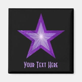 Purple Star fridge 'Your Text' magnet square black