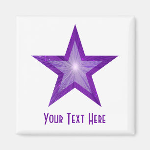 Purple Star fridge 'Your Text' magnet square white