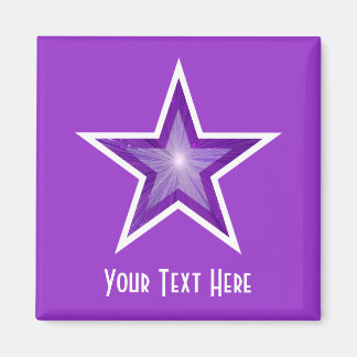 Purple Star fridge 'Your Text' square purple Magnet