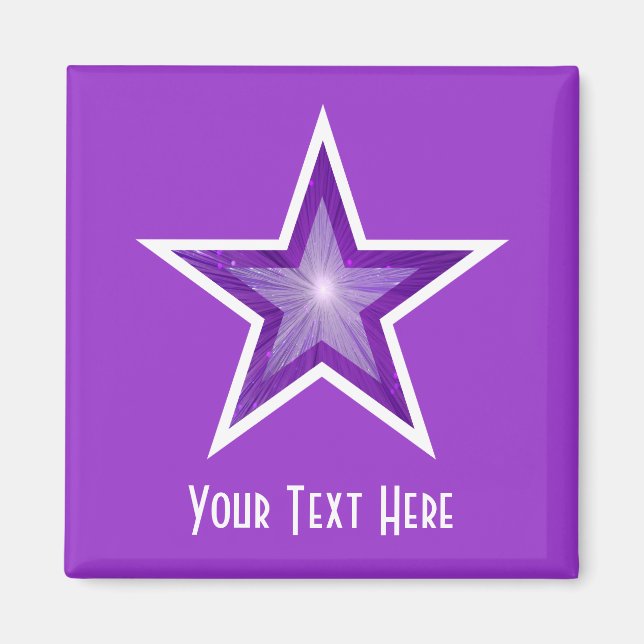 Purple Star fridge 'Your Text' square purple Magnet (Front)