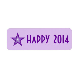 Purple Star 'Happy 2014' label small pale purple