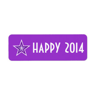 Purple Star 'happy 2014' label small purple