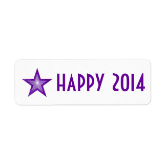 Purple Star 'happy 2014' label small white