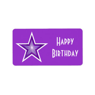Purple Star 'Happy Birthday' label medium purple