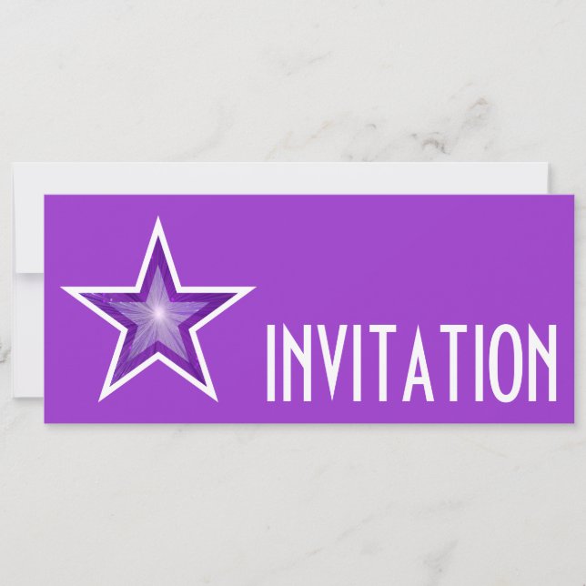 Purple Star 'INVITATION' purple long Invitation (Front)