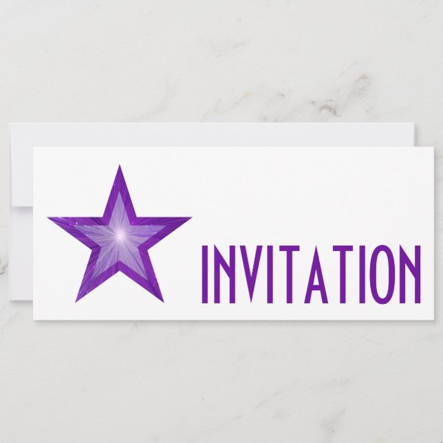 Purple Star 'INVITATION' white long Invitation (Front)
