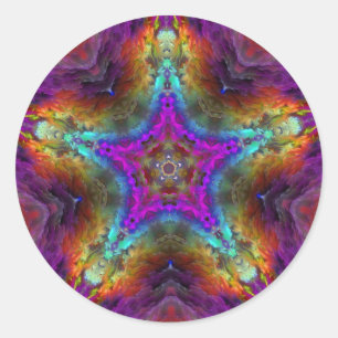 Purple STAR Mandala Classic Round Sticker