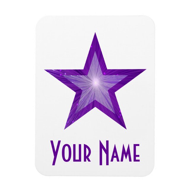 Purple Star 'Name' flexible magnet white (Vertical)