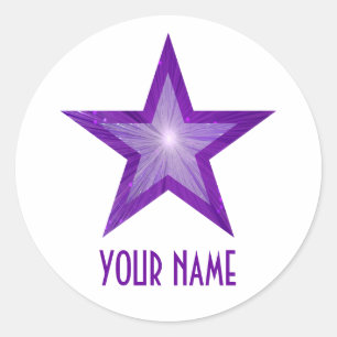Purple Star 'Name' round sticker white
