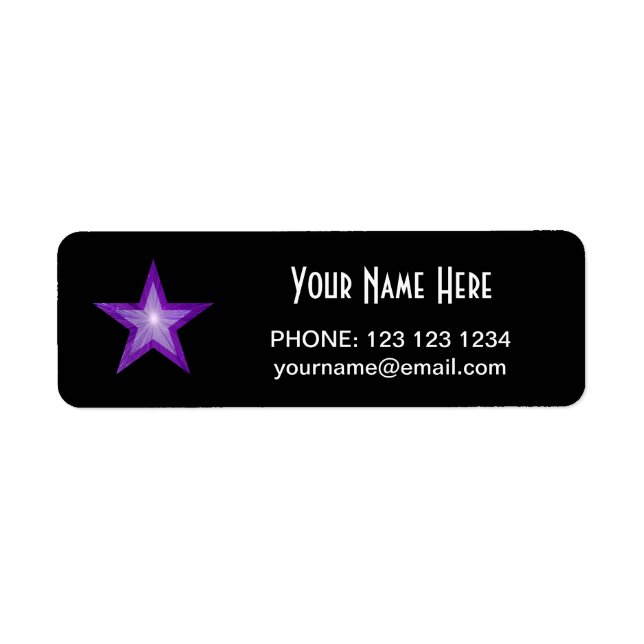 Purple Star 'Name' text label small black (Front)