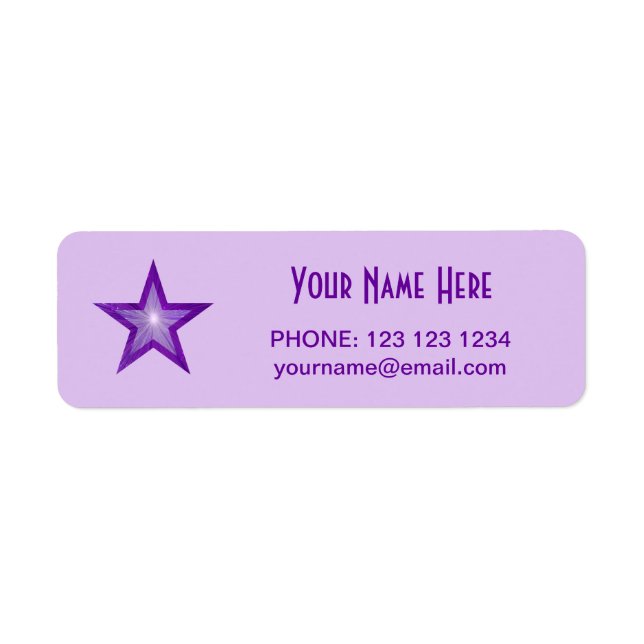 Purple Star 'Name' text small pale purple (Front)