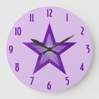 Purple Star 'numbers' clock round pale purple