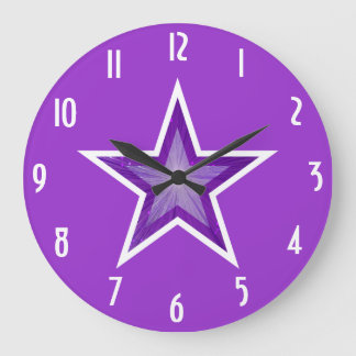 Purple Star 'numbers' clock round purple