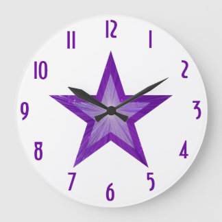 Purple Star 'numbers' clock round white