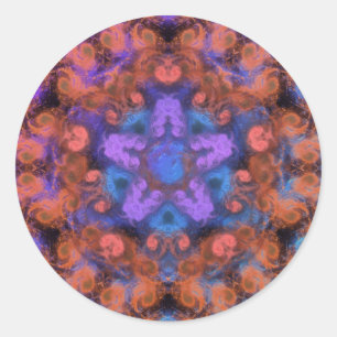 Purple Star Orange Swirl Trip Abstract Glow Party Classic Round Sticker