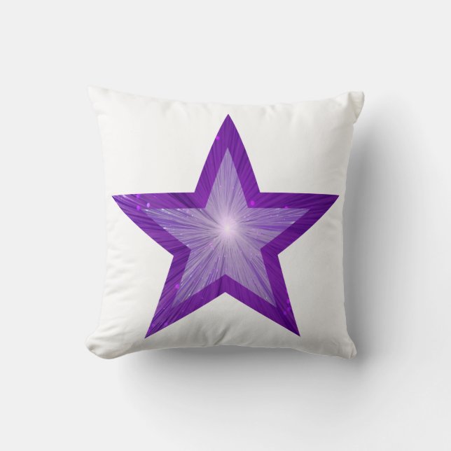 Purple Star printed throw pillow square white (Front)
