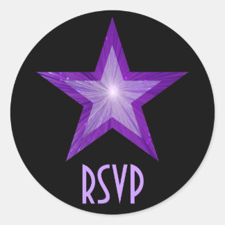 Purple Star RSVP round sticker black