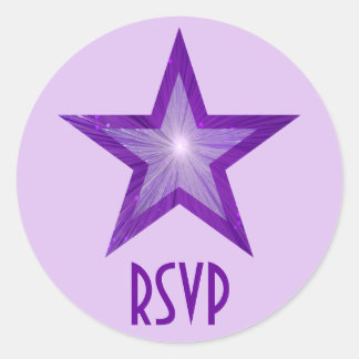 Purple Star RSVP round sticker pale purple