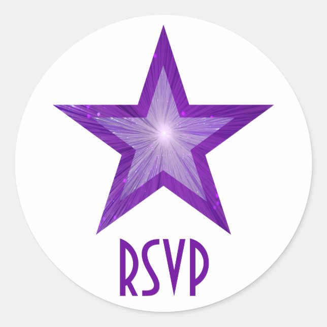 Purple Star RSVP round sticker white (Front)