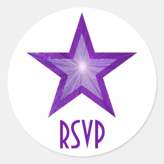 Purple Star RSVP round sticker white
