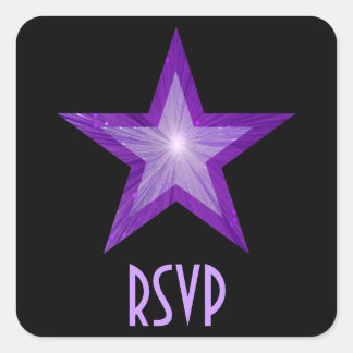 Purple Star RSVP square sticker black