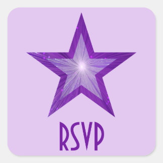 Purple Star RSVP square sticker pale purple