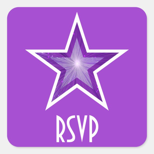 Purple Star RSVP square sticker purple (Front)