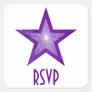 Purple Star RSVP square sticker white