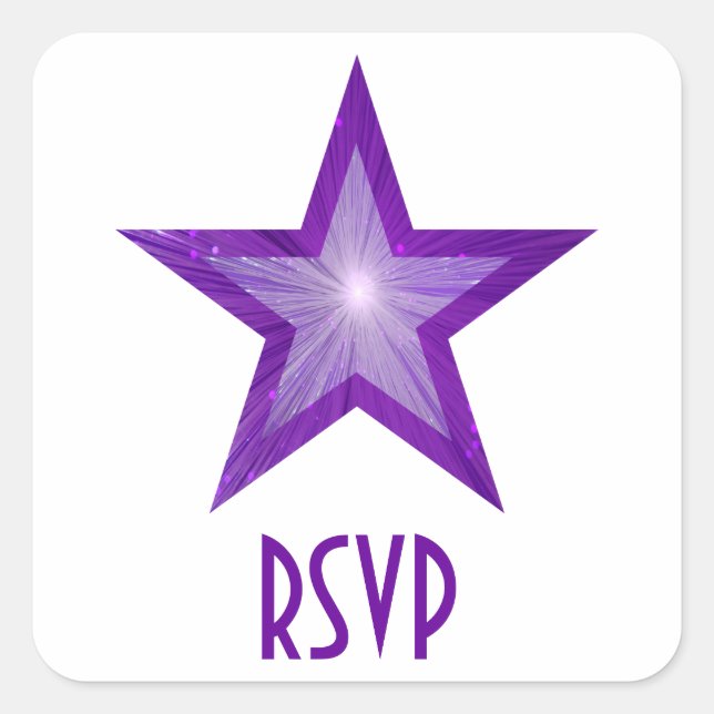 Purple Star RSVP square sticker white (Front)