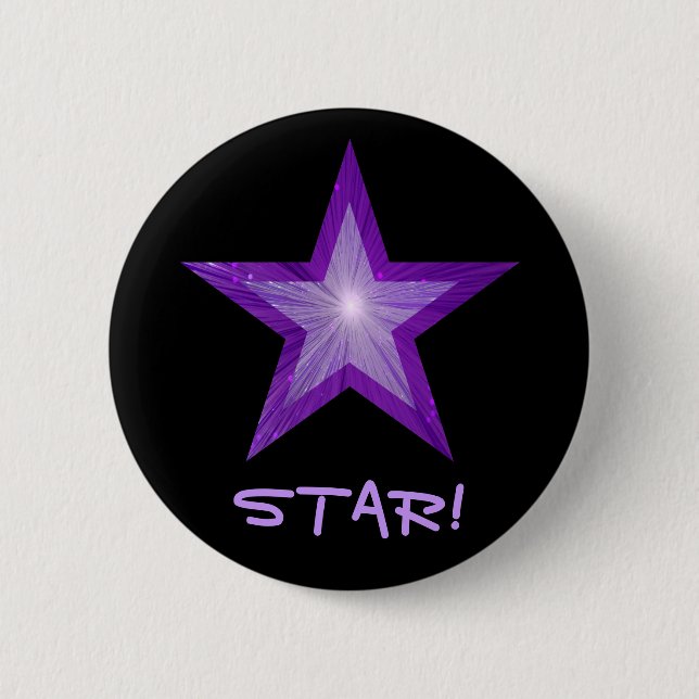 Purple Star 'STAR!' button black (Front)